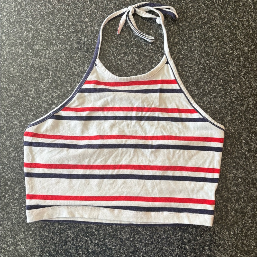 Striped Halter Crop Top
